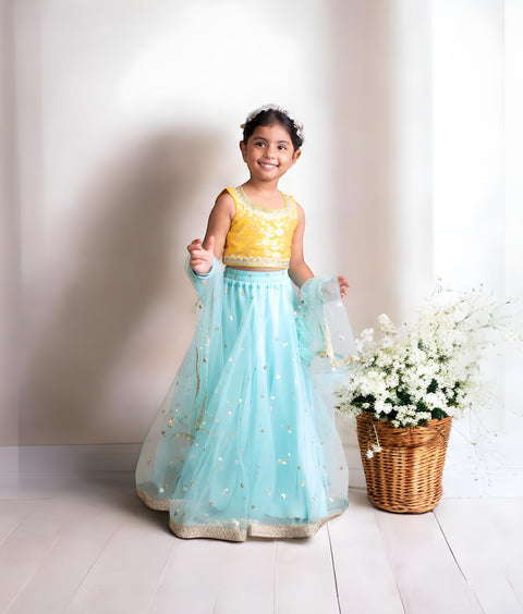 Pre-Order: Yellow Brocade Choli with Lehenga