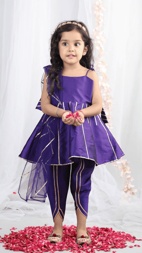 Pre-Order:Peplum Top wirh Tieable strings and gota work accompanied with Tulip Pants