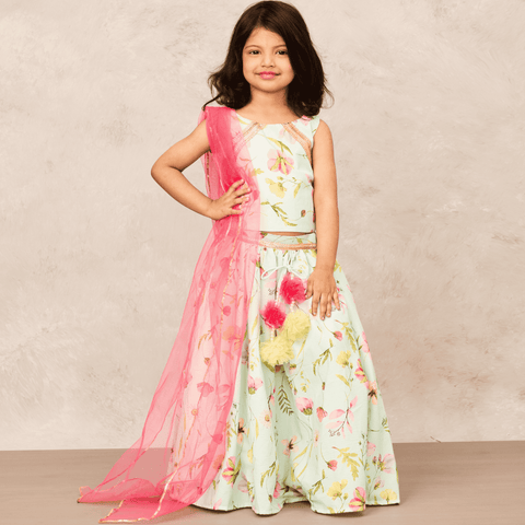 Pre-Order: Floral Green Ghagra Choli