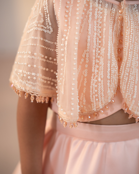 Pre-Order: Peach Cape Lehenga set