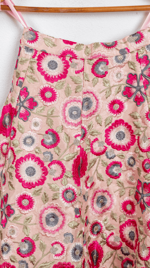 Pre-Order: Peach floral emroidered Ghaghra