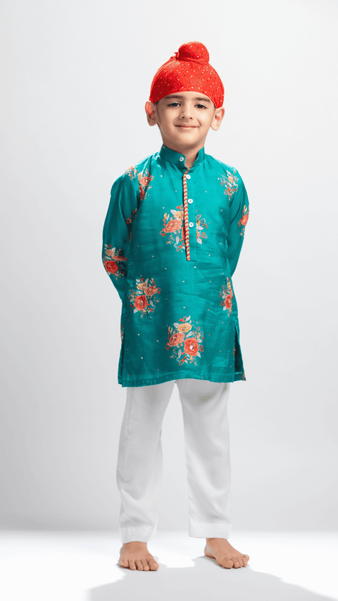 Pre-Order: GREEN FLORAL KURTA SET