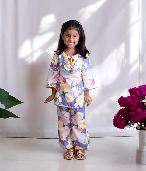 Pre-Order: Floral Printed Kurti with Sharara