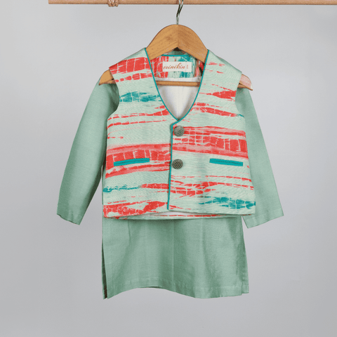 Pre-Order: TIE AND DYE PRINT JACKET WITH KURTA AND PANTS