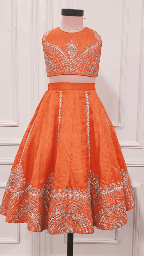 Pre-Order: Orange Embroidered Ghaghra