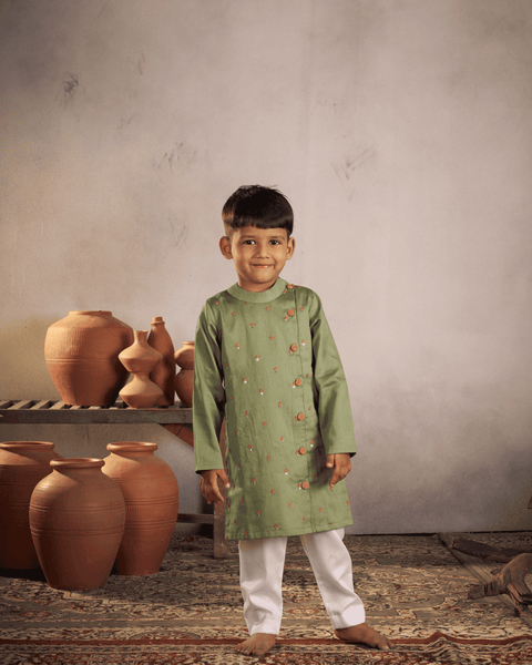 Pre-Order - OLIVE KURTA SET FOR BOYS