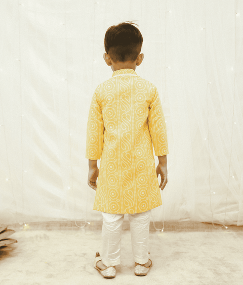 Pre Order: Orange Bandhej Achkan Set