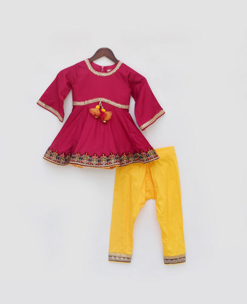 Pre Order: Pink Kurti with Yellow Salwar