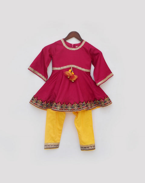 Pre Order: Pink Kurti with Yellow Salwar