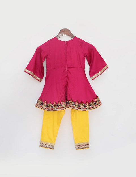 Pre Order: Pink Kurti with Yellow Salwar