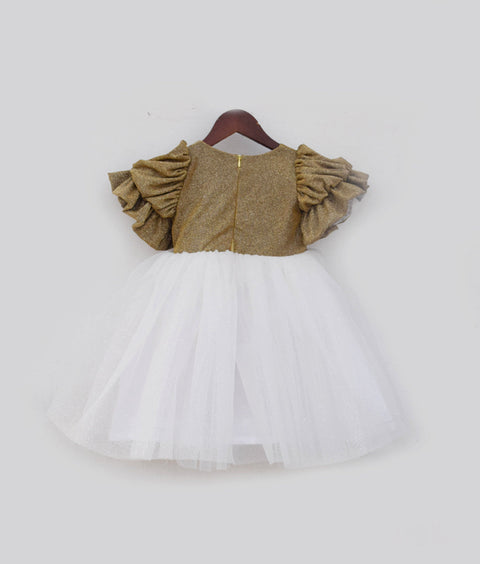 Pre-Order - Golden Shimmer and Offwhite Glitter Elegance  for Girls