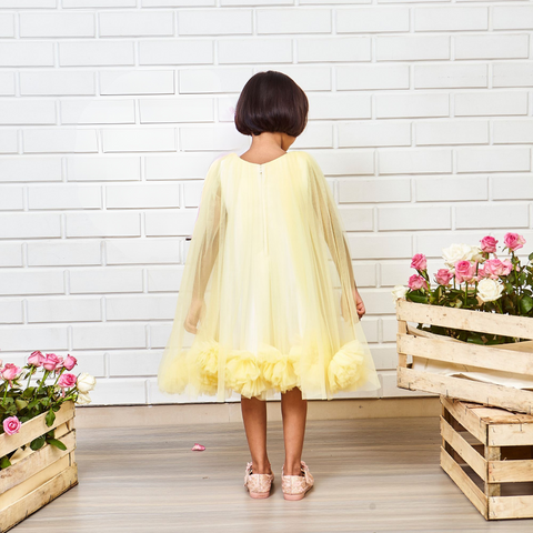 Pre-Order: Yellow Pompom Flared Dress