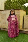 Pre Order: Pink Top with Printed Sharara and Cape
