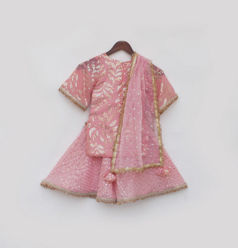 Pre Order: Peach Sequence Embroidery Kurti Sharara