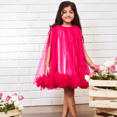 Pre-Order: Hotpink Pompom Flared Dress