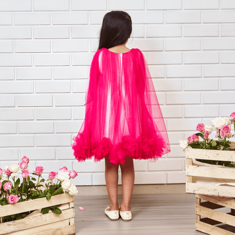 Pre-Order: Hotpink Pompom Flared Dress