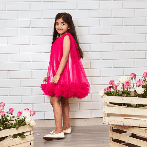 Pre-Order: Hotpink Pompom Flared Dress