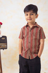 Boys Indie Stripe print Cotton Shirt - Brown