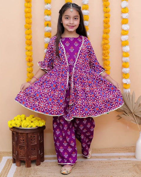 Purple Indo-Western 3 Piece Co-Ord Set