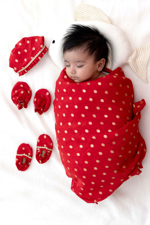 Unisex Cotton Viscose Na Combo Set - Red