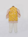 Pre Order: Yellow Parsi work Jacket with Kurta and Pant