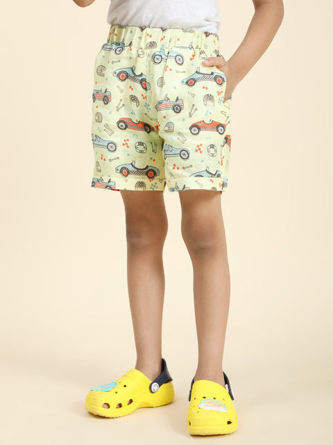 Pre-Order: Yellow Car Printed Pure Linen  Premium Co-ords