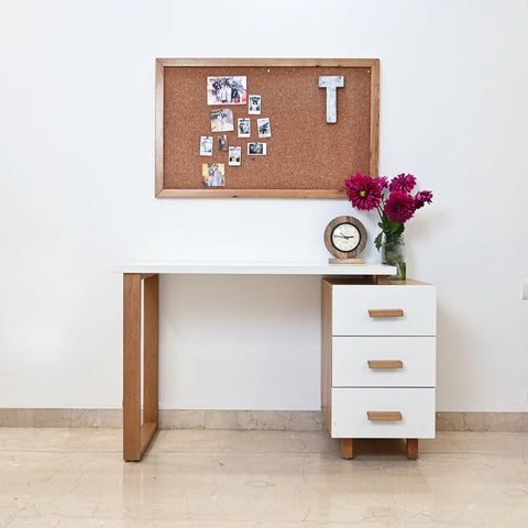 Pre-Order: White & Wood Study Desk with Corkboard