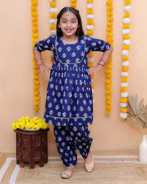 Blue All Over Printed Kurta with Salwar