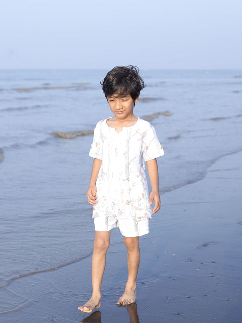 Pre-Order: Climbing Bears Printed Pure Linen  Premium Co-ords