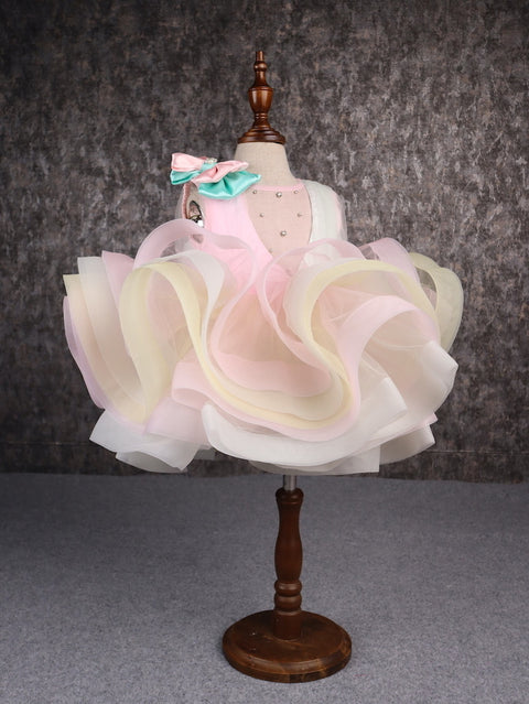 Pre-Order: Rainbow Shaded Stone Embellished Dress With Detachable Trail