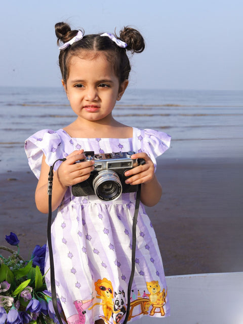 Pre-Order: Party Animals Print Pure Linen Dress