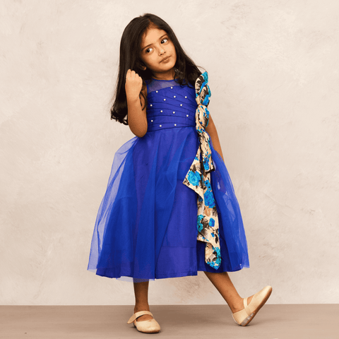 Pre-Order: Bow Detail Royal Blue Net Gown