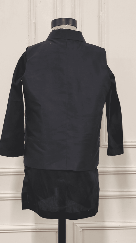 Pre-Order: Black Embroidered Nehru Kurta Set