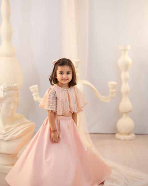 Pre-Order: Peach Cape Lehenga set
