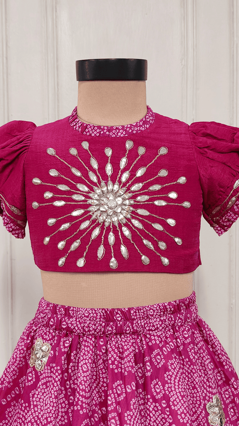 Pre-Order: Pink Bandhej Gota Ghaghra