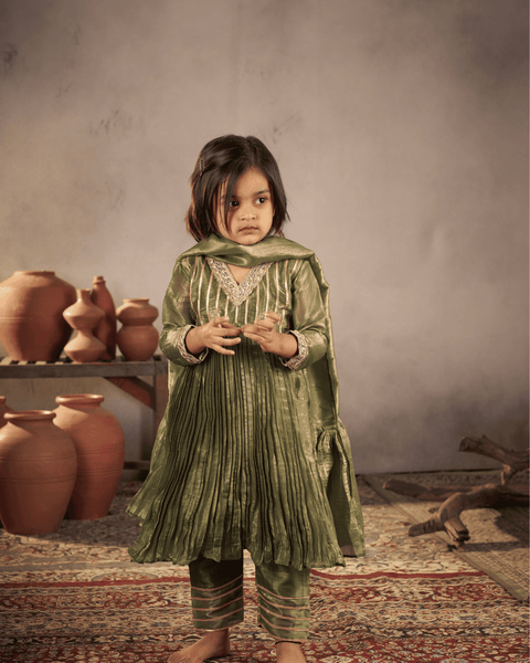 Pre-Order - OLIVE GREEN ANARKALI SET
