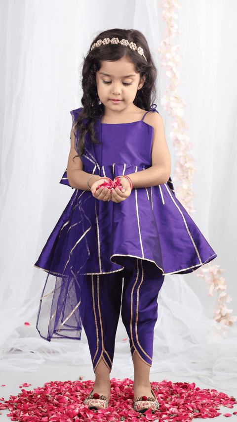 Pre-Order:Peplum Top wirh Tieable strings and gota work accompanied with Tulip Pants