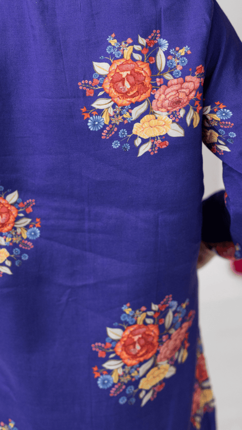 Pre-Order: PURPLE BIG FLORAL KURTA SET