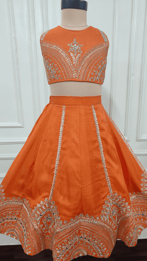 Pre-Order: Orange Embroidered Ghaghra