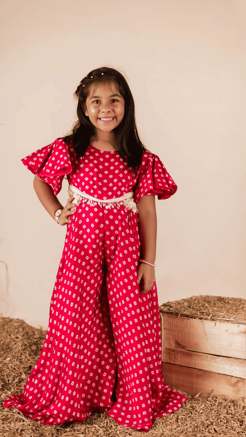 Pre-Order: Pink Bandhej Jumpsuit