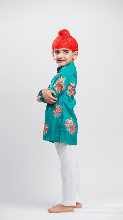 Pre-Order: GREEN FLORAL KURTA SET