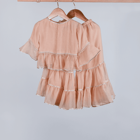 Pre-Order: PEACH EMBROIDERED SHARARA SET