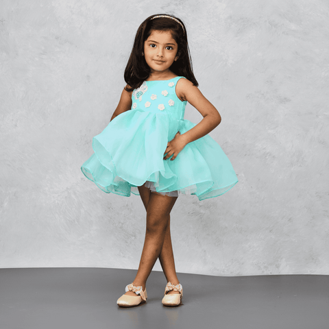 Pre-Order: Blue Mesh Organza Dress