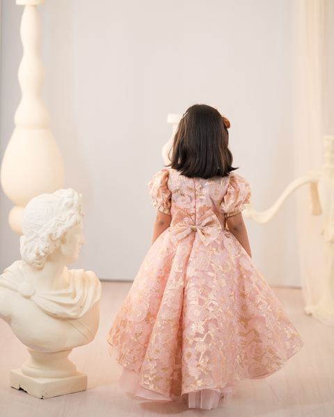 Pre-Order: Pink Jacquard High Low Gown