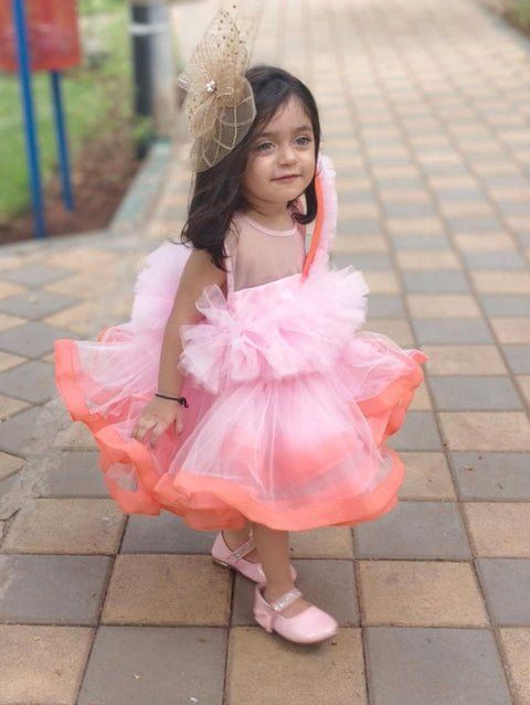 Pre-Order: Orange Pink Falling Petals Dress