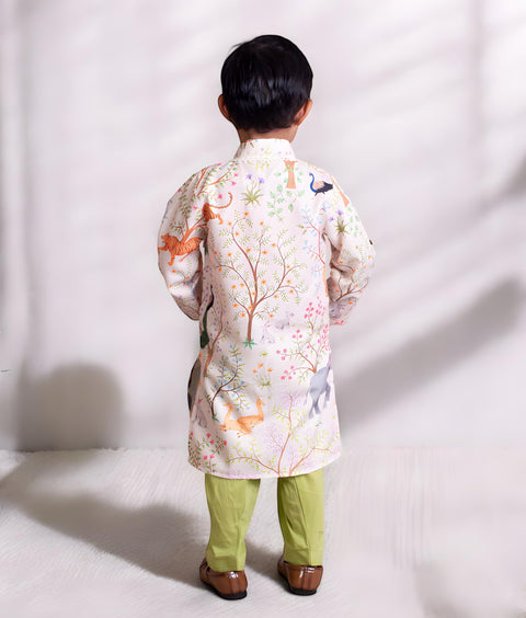 Pre-Order : Ivory Printed Kurta with Pant