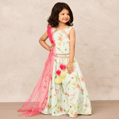 Pre-Order: Floral Green Ghagra Choli