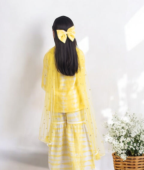 Pre-Order: Yellow Tie & Dye Kurti Sharara Set