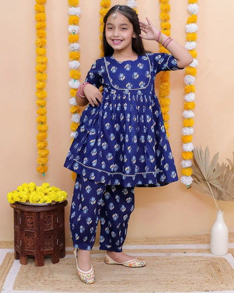 Blue All Over Printed Kurta with Salwar