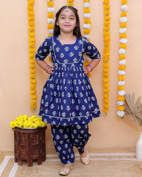 Blue All Over Printed Kurta with Salwar